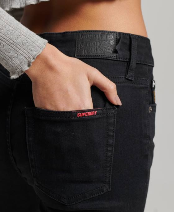 Superdry blugi skinny vintage cu talie medie din bumbac organic îmbrăcăminte negru femei JX0Z3882