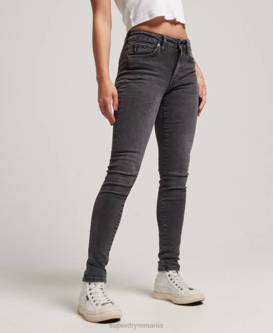 Superdry blugi skinny vintage cu talie medie din bumbac organic îmbrăcăminte negru femei JX0Z3885