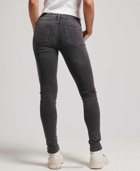 Superdry blugi skinny vintage cu talie medie din bumbac organic îmbrăcăminte negru femei JX0Z3885