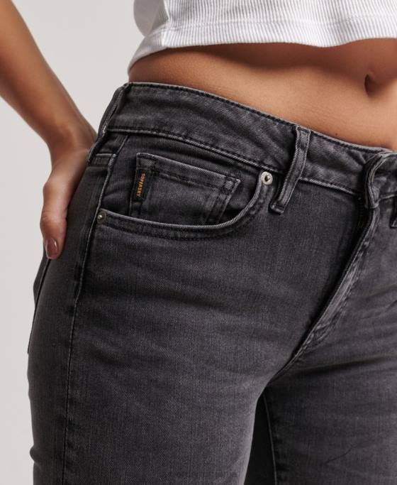 Superdry blugi skinny vintage cu talie medie din bumbac organic îmbrăcăminte negru femei JX0Z3885