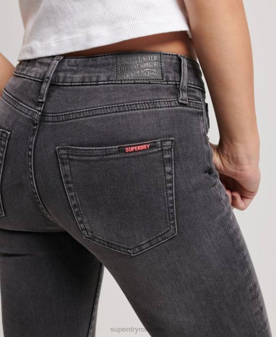 Superdry blugi skinny vintage cu talie medie din bumbac organic îmbrăcăminte negru femei JX0Z3885