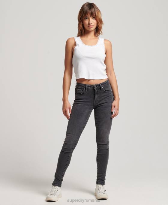 Superdry blugi skinny vintage cu talie medie din bumbac organic îmbrăcăminte negru femei JX0Z3885