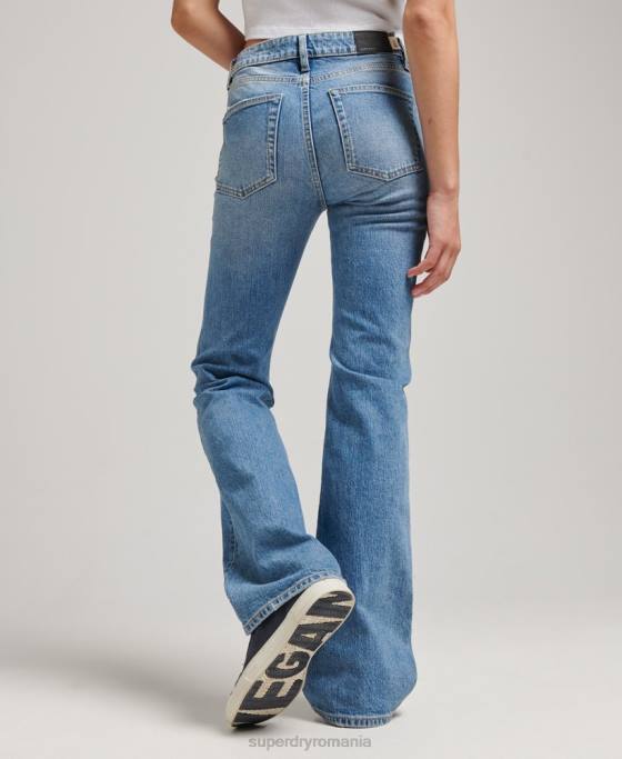 Superdry blugi slim flare din bumbac organic cu talie medie îmbrăcăminte albastru femei JX0Z3887