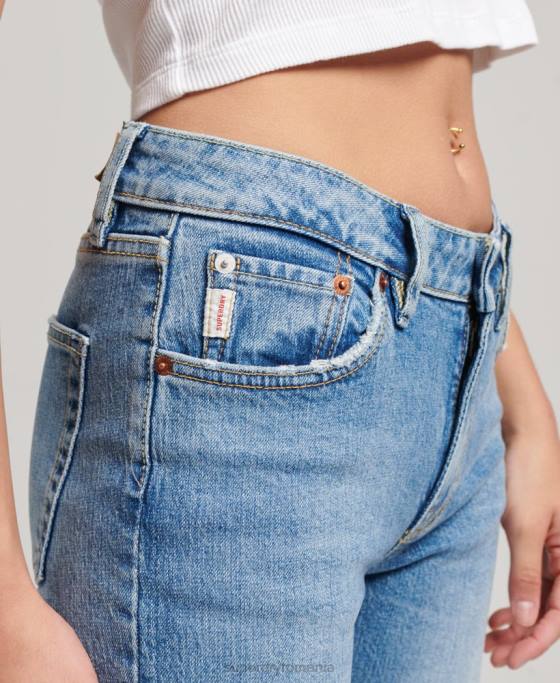 Superdry blugi slim flare din bumbac organic cu talie medie îmbrăcăminte albastru femei JX0Z3887