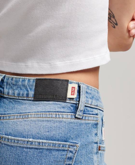 Superdry blugi slim flare din bumbac organic cu talie medie îmbrăcăminte albastru femei JX0Z3887