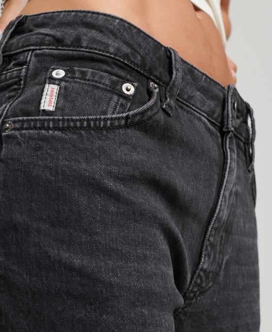 Superdry blugi slim flare din bumbac organic cu talie medie îmbrăcăminte negru femei JX0Z3876