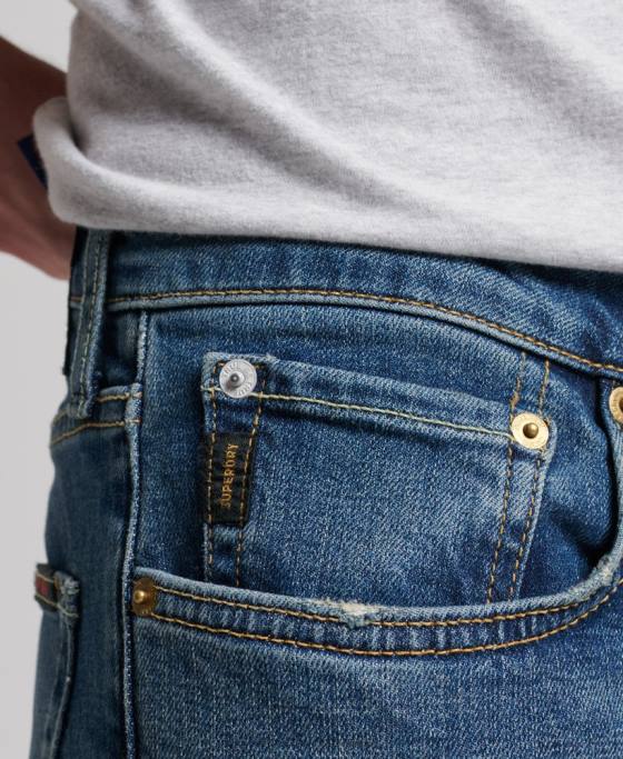 Superdry blugi subțiri din bumbac organic îmbrăcăminte albastru bărbați JX0Z1207
