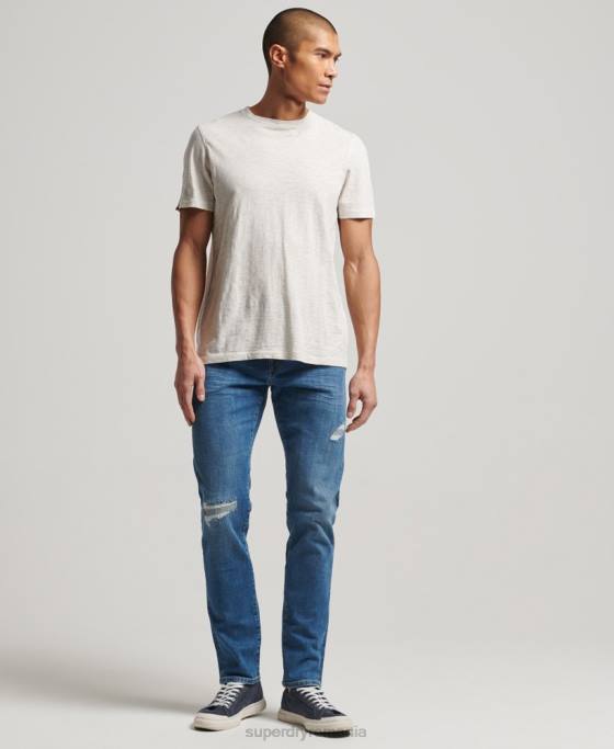 Superdry blugi subțiri din bumbac organic îmbrăcăminte albastru deschis bărbați JX0Z1220