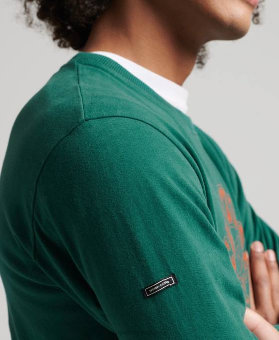 Superdry bluză cu mânecă lungă psych rock îmbrăcăminte verde bărbați JX0Z1554