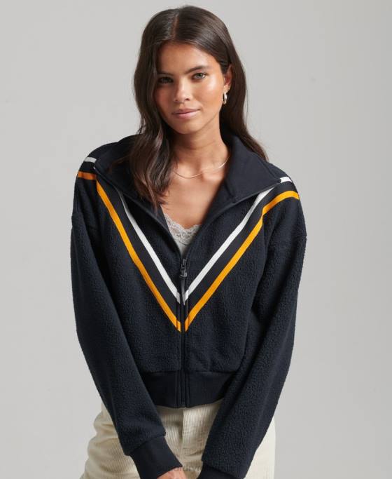 Superdry bluză vintage chevron polar fleece îmbrăcăminte marina femei JX0Z5927