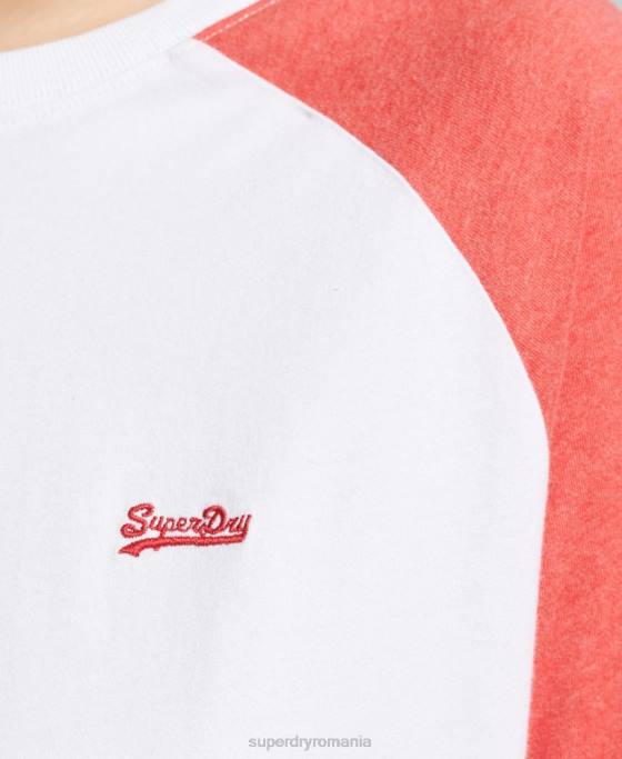 Superdry bluză vintage de baseball cu mânecă lungă din bumbac organic îmbrăcăminte coral femei JX0Z6658