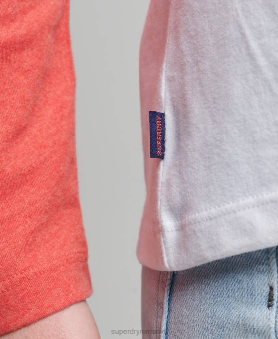 Superdry bluză vintage de baseball cu mânecă lungă din bumbac organic îmbrăcăminte coral femei JX0Z6658