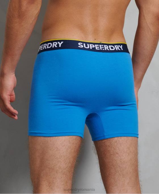 Superdry boxer clasic din bumbac organic pachet dublu îmbrăcăminte albastru bărbați JX0Z1850