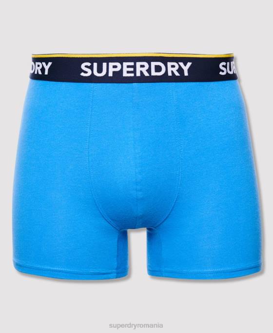 Superdry boxer clasic din bumbac organic pachet dublu îmbrăcăminte albastru bărbați JX0Z1850