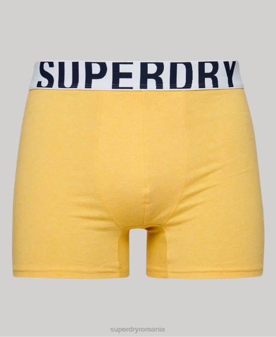 Superdry boxer din bumbac organic dublu logo pachet dublu îmbrăcăminte albastru bărbați JX0Z1835