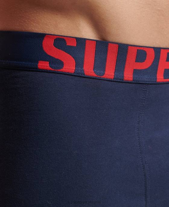 Superdry boxer din bumbac organic dublu logo pachet dublu îmbrăcăminte marina bărbați JX0Z1794
