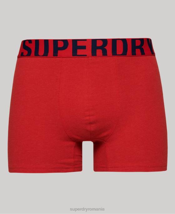Superdry boxer din bumbac organic dublu logo pachet dublu îmbrăcăminte marina bărbați JX0Z1794