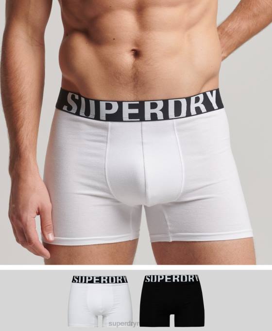 Superdry boxer din bumbac organic dublu logo pachet dublu îmbrăcăminte negru bărbați JX0Z1770