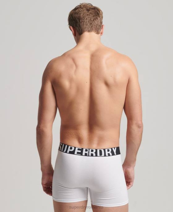 Superdry boxer din bumbac organic dublu logo pachet dublu îmbrăcăminte negru bărbați JX0Z1770