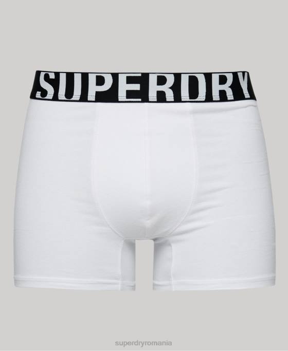 Superdry boxer din bumbac organic dublu logo pachet dublu îmbrăcăminte negru bărbați JX0Z1770
