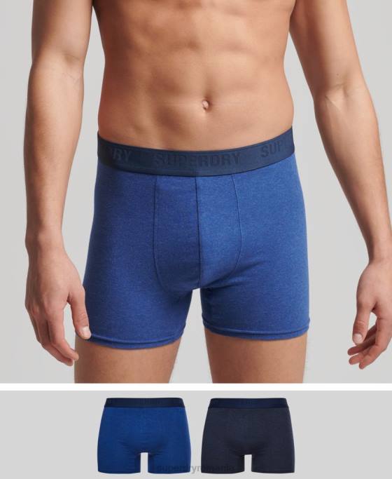 Superdry boxer din bumbac organic pachet dublu îmbrăcăminte albastru bărbați JX0Z1666