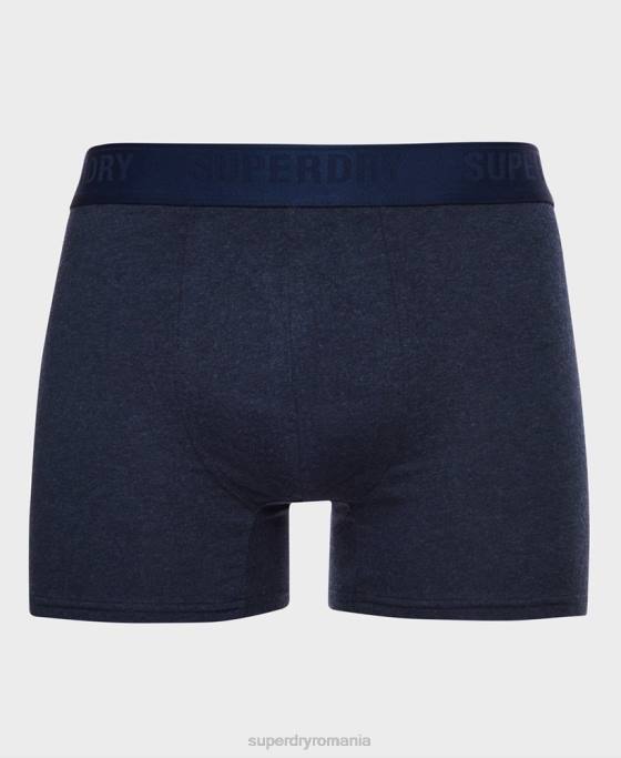 Superdry boxer din bumbac organic pachet dublu îmbrăcăminte albastru bărbați JX0Z1666