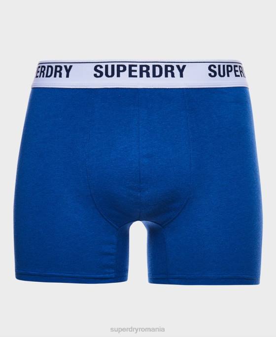 Superdry boxer din bumbac organic pachet dublu îmbrăcăminte albastru bărbați JX0Z1736
