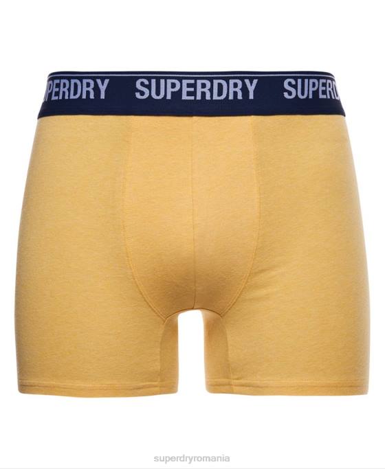 Superdry boxer din bumbac organic pachet dublu îmbrăcăminte galben bărbați JX0Z1749