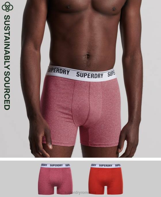 Superdry boxer din bumbac organic pachet dublu îmbrăcăminte portocale bărbați JX0Z1638