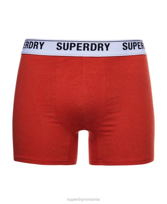 Superdry boxer din bumbac organic pachet dublu îmbrăcăminte portocale bărbați JX0Z1638