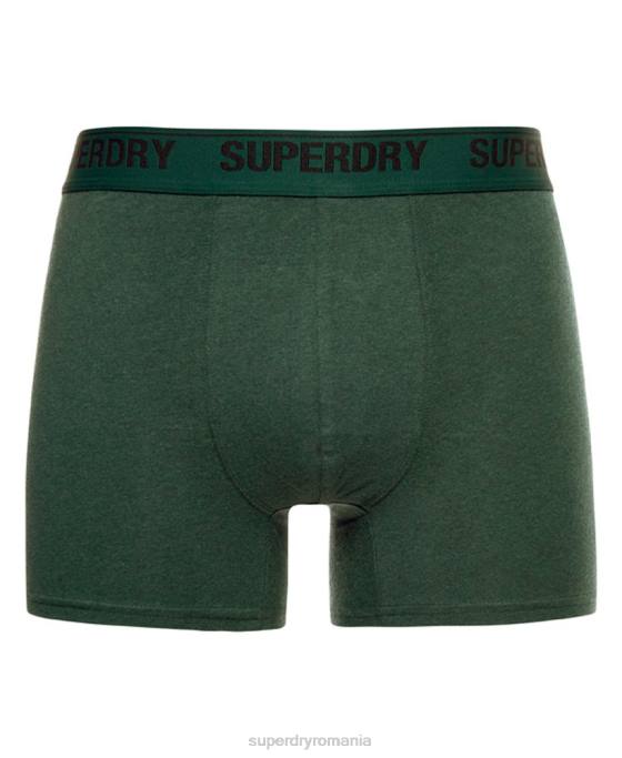 Superdry boxer din bumbac organic pachet dublu îmbrăcăminte verde bărbați JX0Z1663