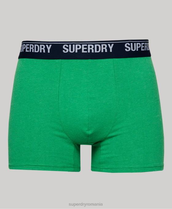 Superdry boxer din bumbac organic pachet dublu îmbrăcăminte verde bărbați JX0Z1706