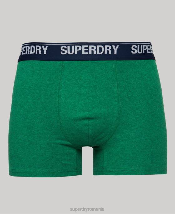 Superdry boxer din bumbac organic pachet dublu îmbrăcăminte verde bărbați JX0Z1706