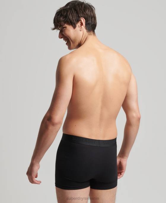 Superdry boxer din bumbac organic pachet triplu multiplu îmbrăcăminte negru bărbați JX0Z1599