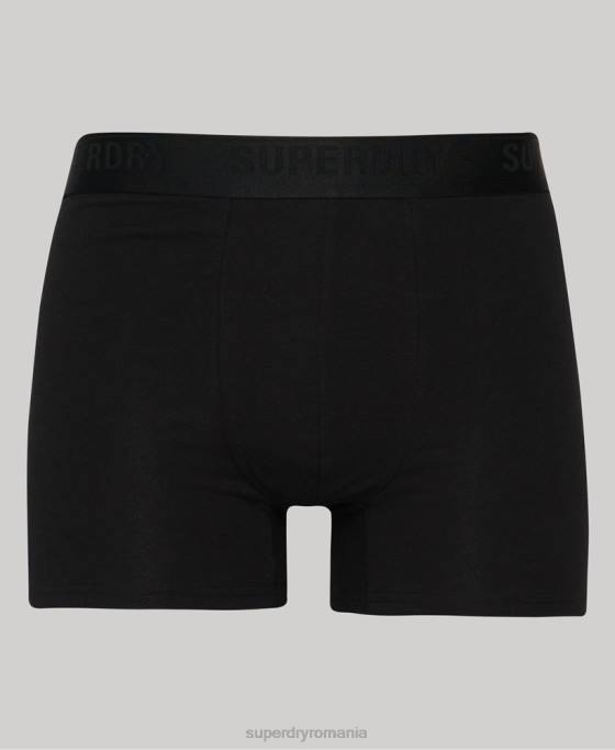 Superdry boxer din bumbac organic pachet triplu multiplu îmbrăcăminte negru bărbați JX0Z1599