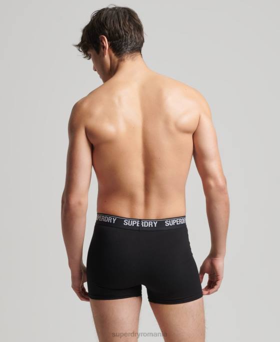 Superdry boxer din bumbac organic pachet triplu multiplu îmbrăcăminte negru bărbați JX0Z1613