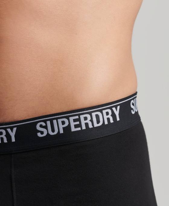Superdry boxer din bumbac organic pachet triplu multiplu îmbrăcăminte negru bărbați JX0Z1613
