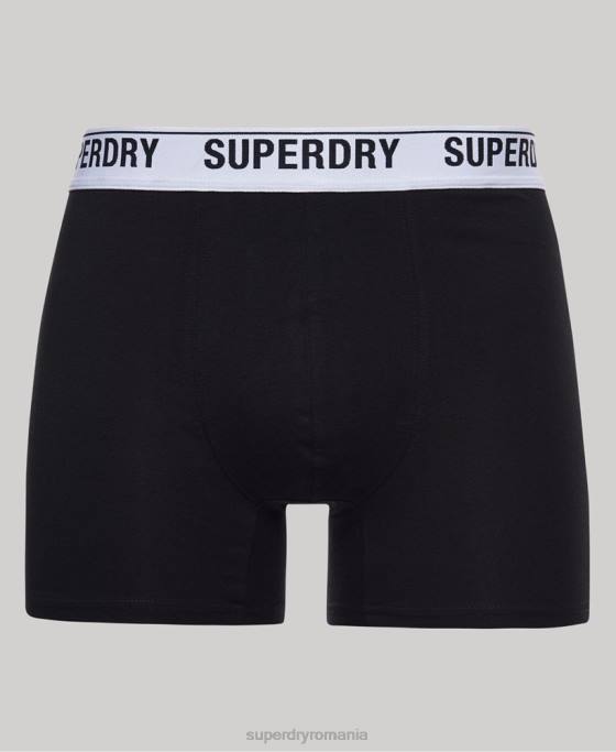Superdry boxer din bumbac organic pachet triplu multiplu îmbrăcăminte negru bărbați JX0Z1613
