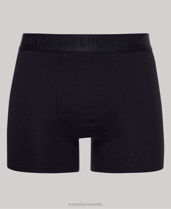 Superdry boxer din bumbac organic pachet triplu multiplu îmbrăcăminte negru bărbați JX0Z1613