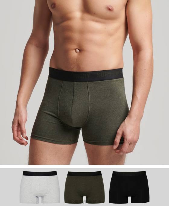 Superdry boxer din bumbac organic pachet triplu multiplu îmbrăcăminte negru bărbați JX0Z1831
