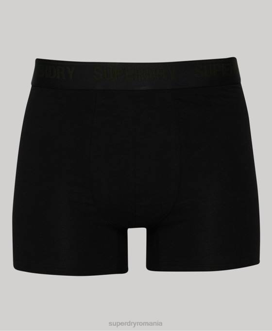 Superdry boxer din bumbac organic pachet triplu multiplu îmbrăcăminte negru bărbați JX0Z1831