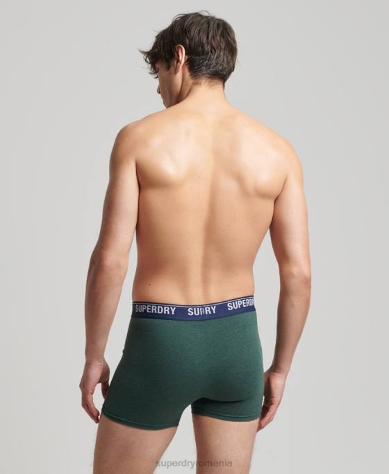 Superdry boxer din bumbac organic pachet triplu multiplu îmbrăcăminte verde bărbați JX0Z1628