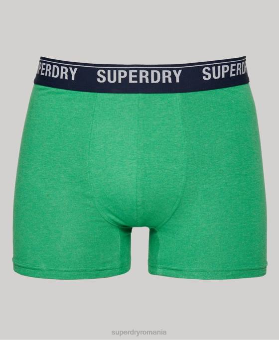 Superdry boxer din bumbac organic pachet triplu multiplu îmbrăcăminte verde bărbați JX0Z1628