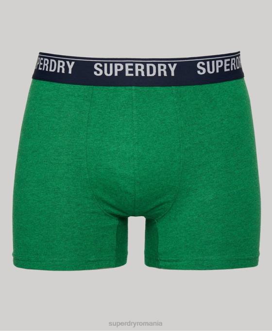 Superdry boxer din bumbac organic pachet triplu multiplu îmbrăcăminte verde bărbați JX0Z1628