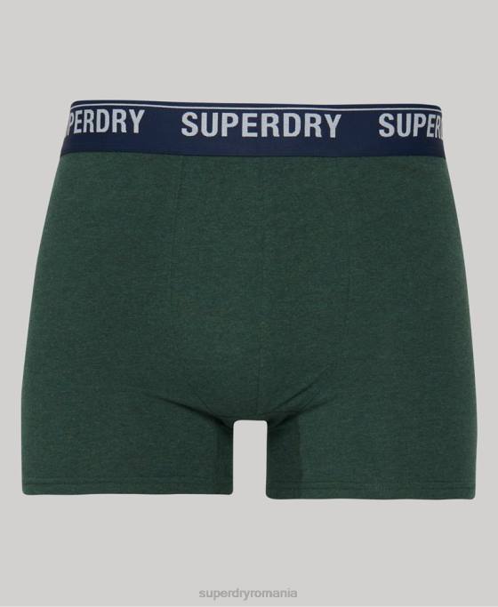 Superdry boxer din bumbac organic pachet triplu multiplu îmbrăcăminte verde bărbați JX0Z1628