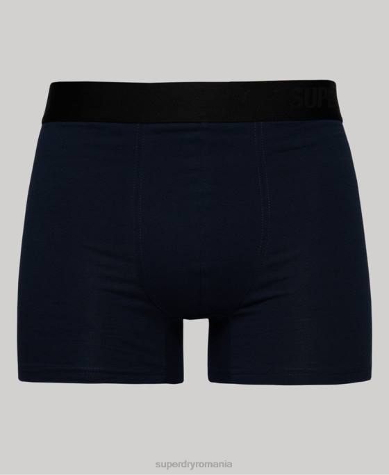 Superdry boxer offset din bumbac organic pachet dublu îmbrăcăminte negru bărbați JX0Z1637