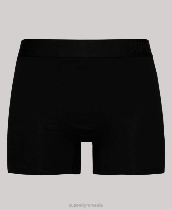 Superdry boxer offset din bumbac organic pachet dublu îmbrăcăminte negru bărbați JX0Z1637