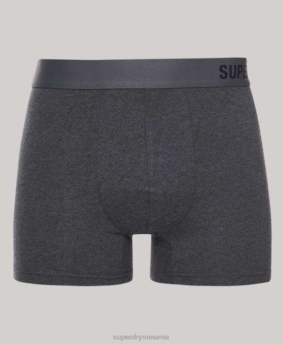Superdry boxer offset din bumbac organic pachet dublu îmbrăcăminte negru bărbați JX0Z1824