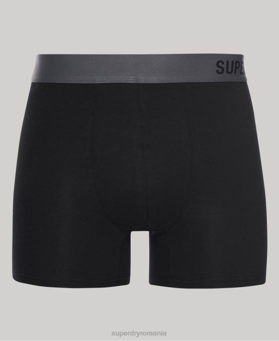 Superdry boxer offset din bumbac organic pachet dublu îmbrăcăminte negru bărbați JX0Z1824