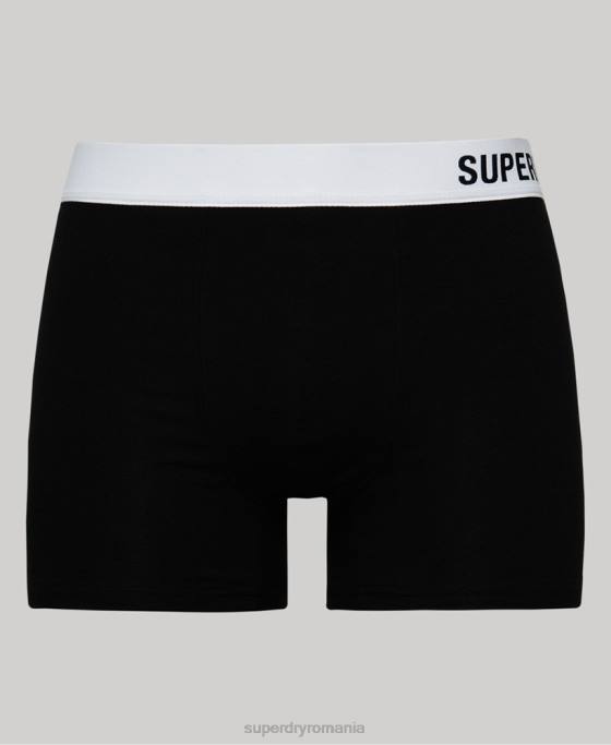 Superdry boxer offset din bumbac organic pachet dublu îmbrăcăminte negru bărbați JX0Z1836